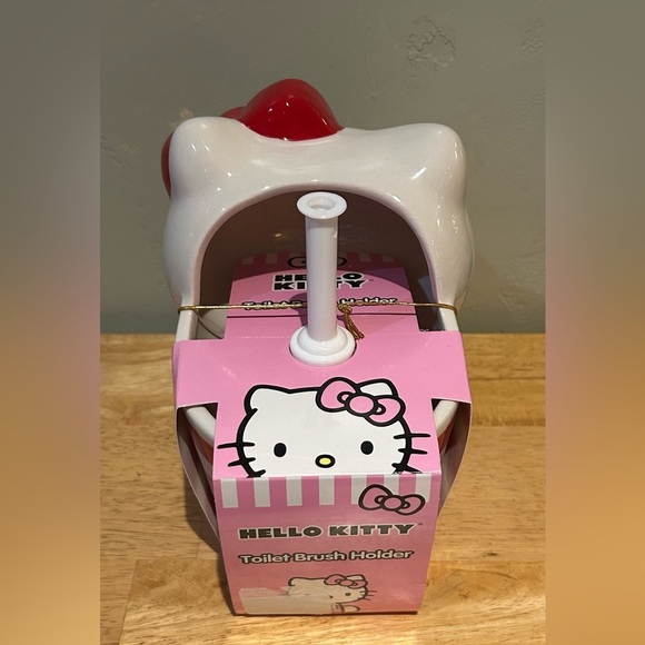 Hello Kitty Ceramic Toilet Brush Holder With Toilet Brush Made By Sanrio - Picture 4 of 6